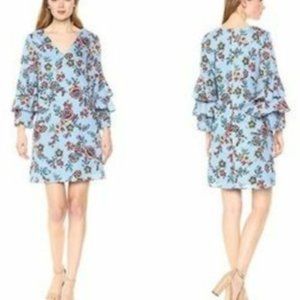Nicole Miller New York Floral Bell Sleeve Dress